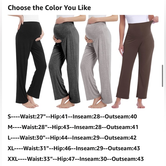 NWT Womens Maternity Pants Long Over The Belly Pregnancy Sweatpants Wide Leg/M - Picture 9 of 9